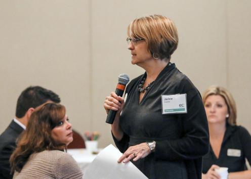 CPPR Director Jackie Counts speaking at the EC-11 Early Childhood Conference in 2017.