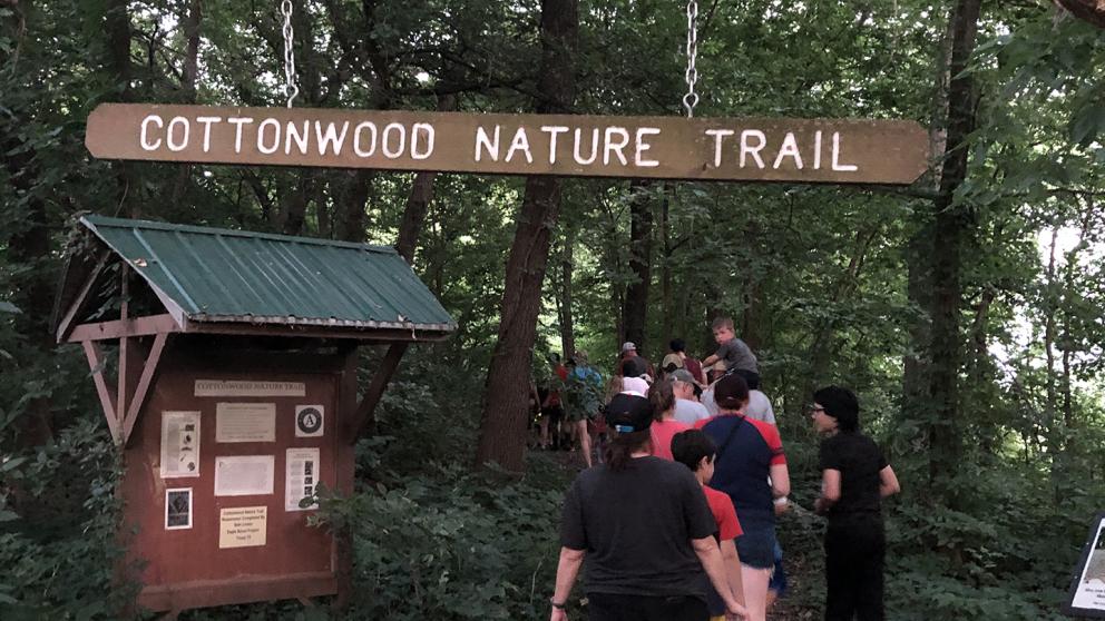 Participants in "Camping with the Commissioner" at Tuttle Creek participated in a variety of activities including this hiking trip.