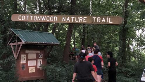 Participants in "Camping with the Commissioner" at Tuttle Creek participated in a variety of activities including this hiking trip.