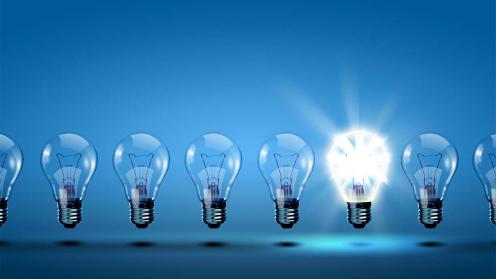 One bright lightbulb in a line of dark ones.
